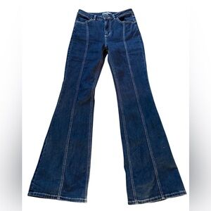 ModCloth High-Rise Dark Blue Flare Jeans for Women